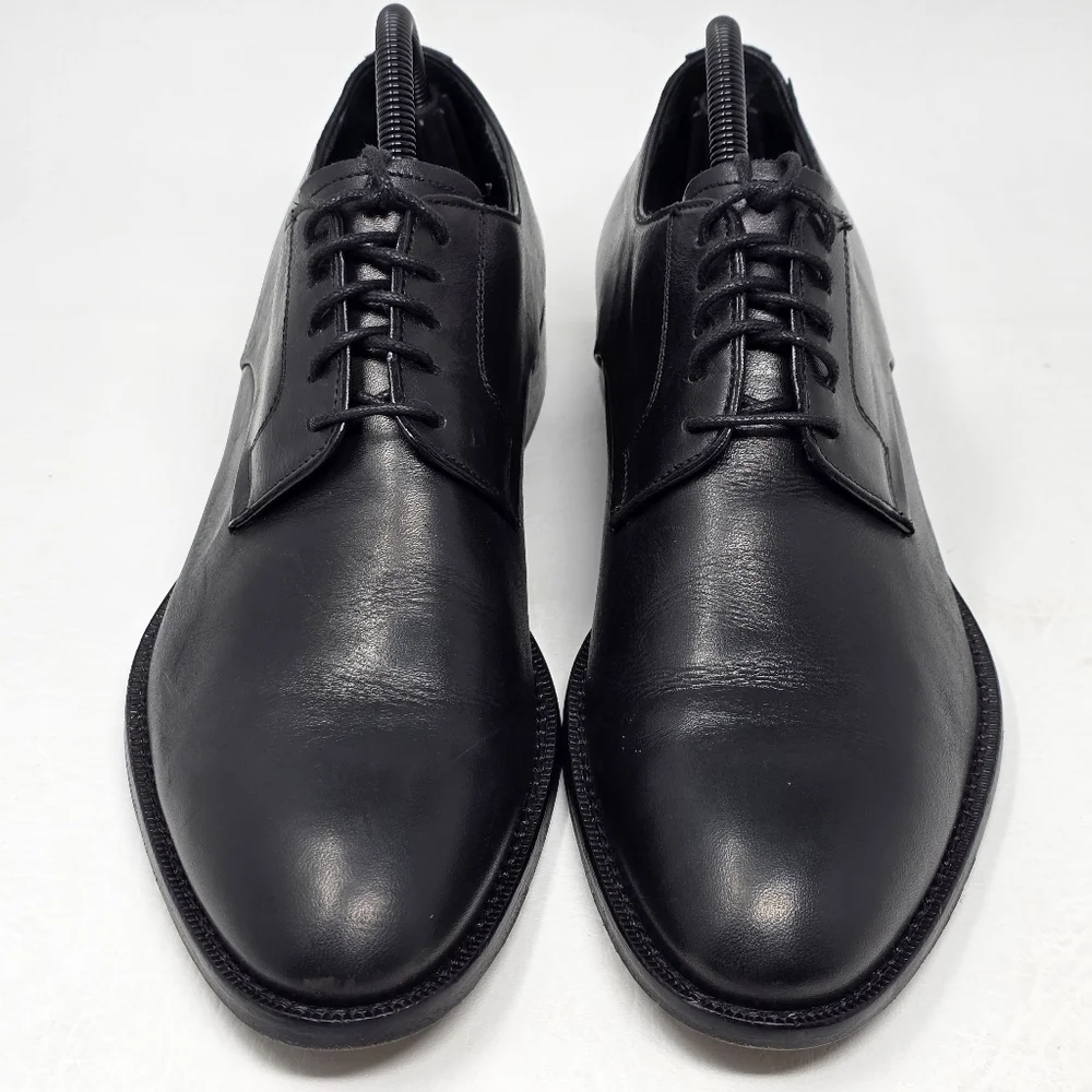 Marco Vittorio Plain-Toe Dress Shoe Men Sz 7.5 Black Lace Made In Italy Preowned